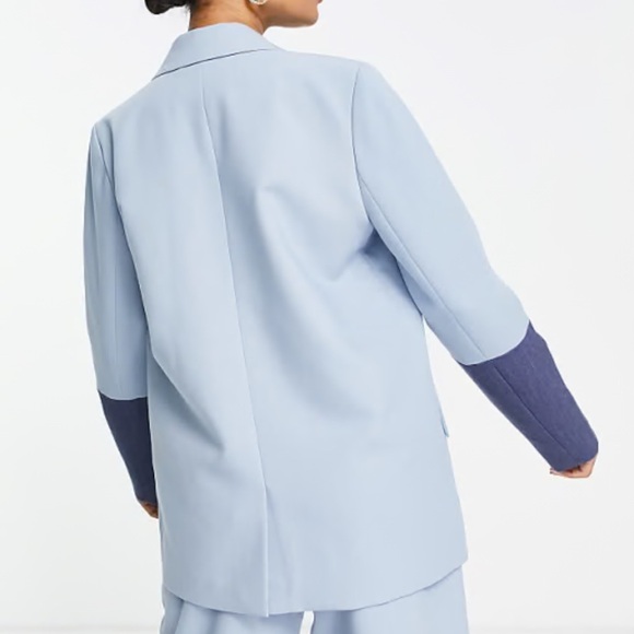 4th Reckless Women S Blue Peak Collar Long Sleeve Oversize Blazer Jacket New - Picture 2 of 10